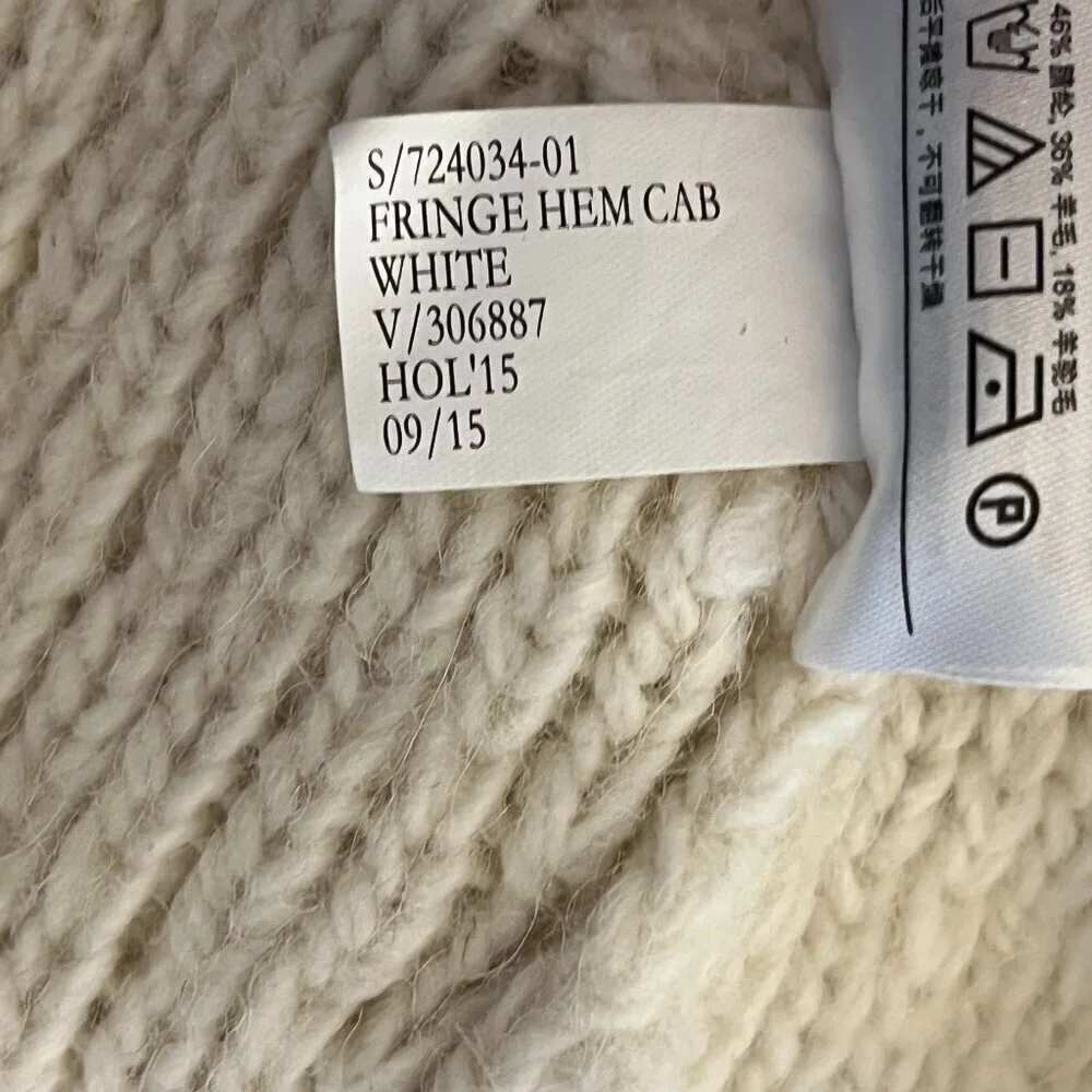 Banana Republic women's Fringe-Hem Cable-Knit Sweater cream small